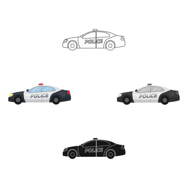 Icône de voiture de police dans le style de dessin animé isolé sur fond blanc. Illustration vectorielle du symbole de police . — Image vectorielle