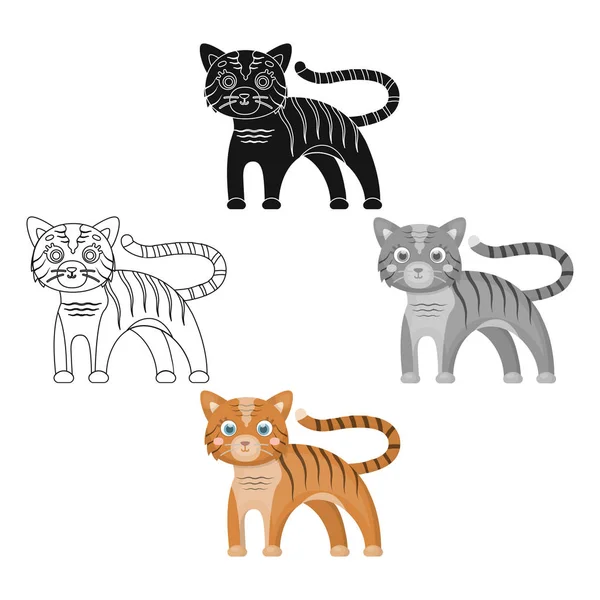 Tigre, icono único en estilo de dibujos animados. Tigre, vector símbolo stock illustration web . — Archivo Imágenes Vectoriales