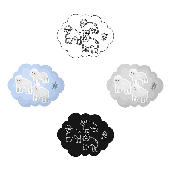 Contar ícone de ovelhas em estilo cartoon isolado no fundo branco. Ilustração do vetor do estoque do símbolo do sono e do descanso . — Vetor de Stock