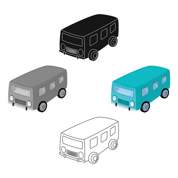 Blauer Bus für den Transport einer kleinen Anzahl von Menschen durch die Stadt und das Dorf. Transport einzelnes Symbol im Cartoon-Stil Vektor Symbol Stock Illustration. — Stockvektor