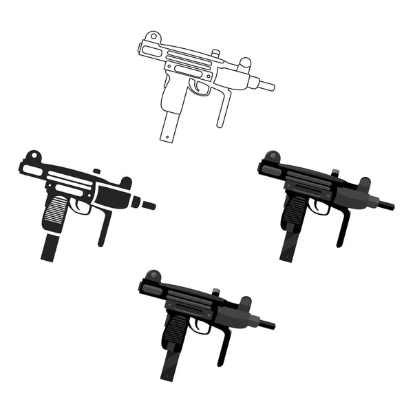 Icono de arma UZI de dibujos animados. Icono de arma única de la munición grande, armas listas . — Vector de stock