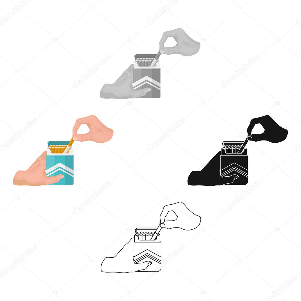 Extraction of the cigarette from the pack. A pack of cigarettes single icon in cartoon style vector symbol stock illustration web.