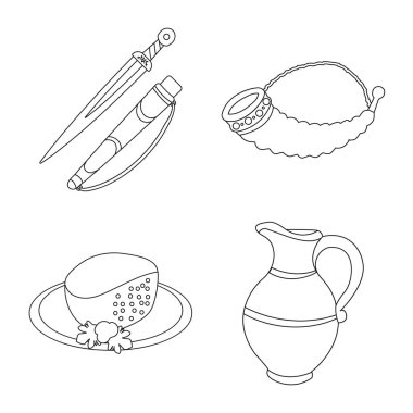 Gelenek ve Ulusal simge vektör Illustration. Gelenekleri ayarla ve web için hisse senedi simgesi gezi.