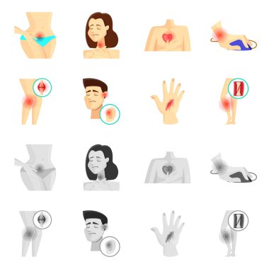 Hastane ve işleme logo vektör çizimi. Hisse senedi için hastane ve yardım vektör simge topluluğu.