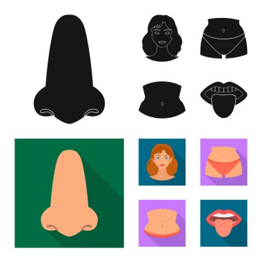 Vücut ve bölümü simgesi yalıtılmış nesne. Hisse senedi için vücut ve anatomi vektör simge topluluğu.