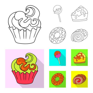 Şekerleme ve mutfak simge vektör Illustration. Şekerlemeler ve ürün stok vektör çizim koleksiyonu.