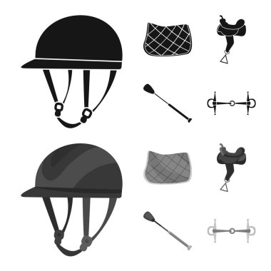 Ekipman ve Binicilik simge vektör tasarımı. Hisse senedi için ekipman ve rekabet vektör simge kümesi.