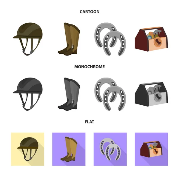 Conception vectorielle de l'équipement et du symbole d'équitation. Ensemble d'équipement et icône vectorielle de compétition pour stock . — Image vectorielle