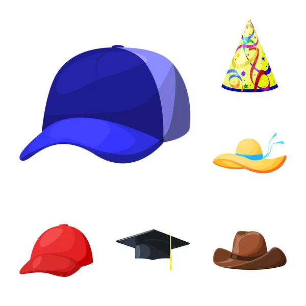 Ilustração vetorial de chapelaria e logotipo do cochilador. Coleção de chapéus e capacete vetor ícone para estoque . — Vetor de Stock