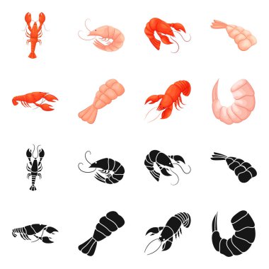 Meze ve okyanus işareti vektör Illustration. Web için meze ve incelik hisse senedi simgesi kümesi.