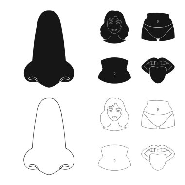 Vücut ve bölümü simge vektör tasarımı. Vücut ve anatomi hisse senedi vektör çizim topluluğu.