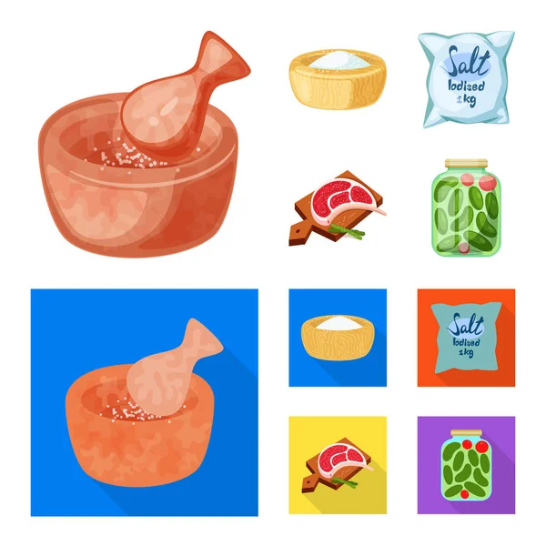 Vektorillustration av matlagning och havet symbol. Uppsättning av matlagning och bakning vektor ikonen för lager. — Stock vektor