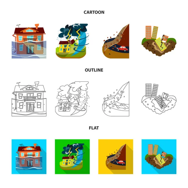 Conception vectorielle du symbole météo et de détresse. Jeu d'illustration vectorielle météo et crash stock . — Image vectorielle