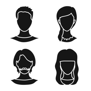 Karakter ve profil logo vektör Illustration. Karakter ve web için kukla hisse senedi simgesi.