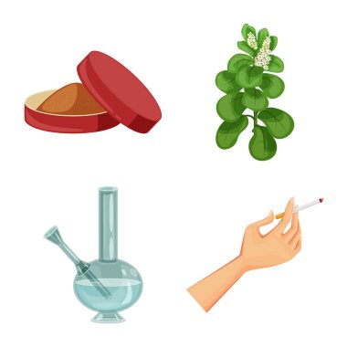 Sigara ve tütün simgesi yalıtılmış nesne. Web için sigara ve nikotin hisse senedi simgesi kümesi.