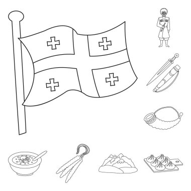 Gelenek ve ulusal logo vektör Illustration. Gelenekleri ve hisse senedi için gezi vektör simge kümesi.