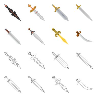 Oyun ve zırh simge vektör Illustration. Oyun ve bıçak hisse senedi vektör çizim seti.