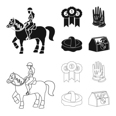 Ekipman ve Binicilik sembolü yalıtılmış nesne. Web için ekipman ve rekabet hisse senedi simgesi kümesi.