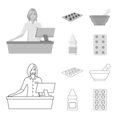 Perakende ve sağlık sembol vektör çizimi. Hisse senedi için perakende ve sağlık vektör simge topluluğu.