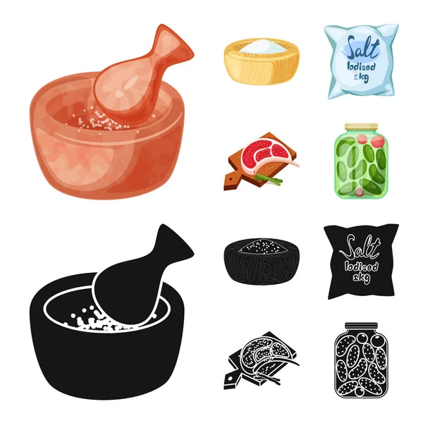 Conception vectorielle de la cuisine et icône de la mer. Ensemble d'icônes vectorielles de cuisson et de cuisson pour bouillon . — Image vectorielle