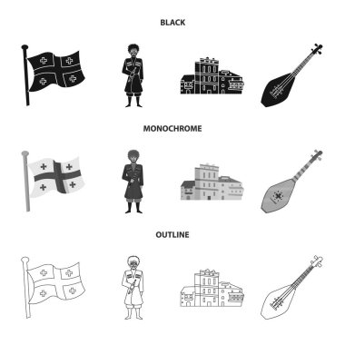 Yalıtılmış nesne kültür ve gezi sembolü. Hisse senedi için kültür ve özgünlük vektör simge kümesi.