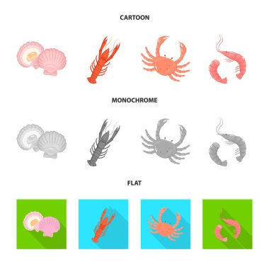 Taze ve restoran simge vektör Illustration. Web için taze ve deniz hisse senedi simgesi kümesi.