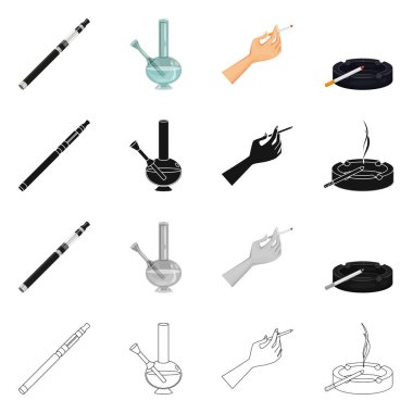 Çöp ve dur işareti yalıtılmış nesne. Çöp ve alışkanlık hisse senedi vektör çizim topluluğu.