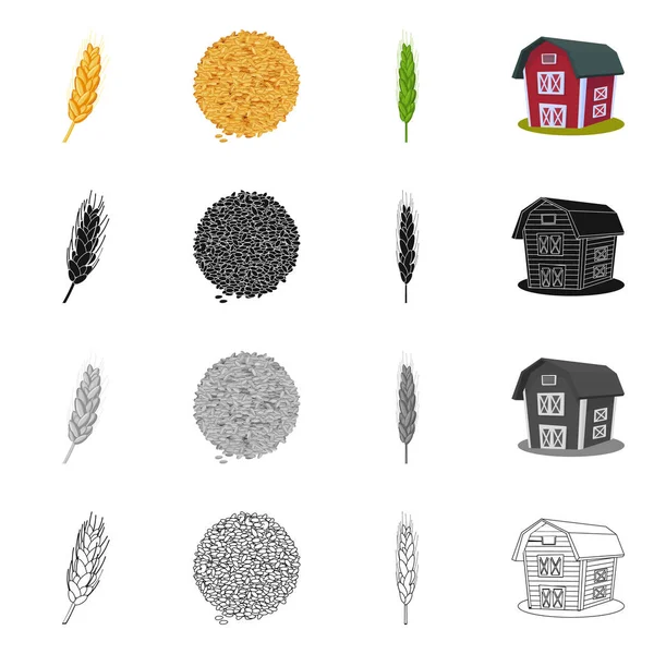 Illustrazione vettoriale dell'agricoltura e simbolo dell'agricoltura. Raccolta del simbolo dello stock agricolo e vegetale per il web . — Vettoriale Stock
