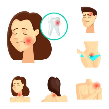 Ağrı ve hastalık logo vektör Illustration. Ağrı ve yaralanma hisse senedi vektör çizim topluluğu.