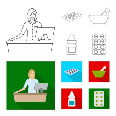 Perakende ve sağlık logo yalıtılmış nesne. Perakende ve sağlık hisse senedi vektör çizim topluluğu.