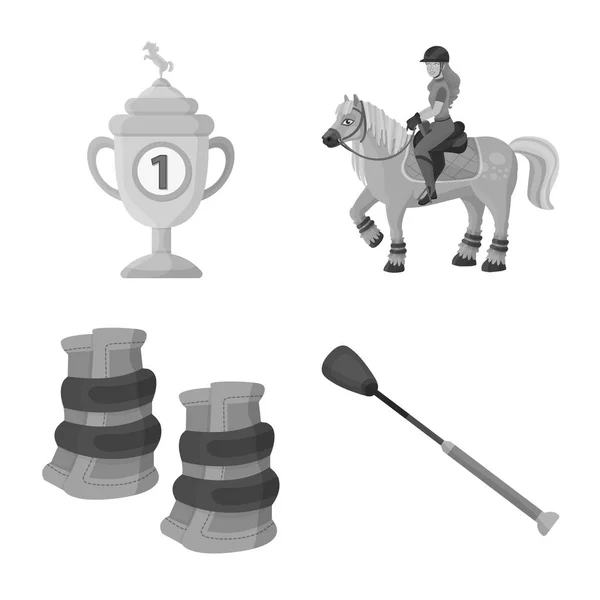 Векторні ілюстрації раси та коня. Збірка гоночних і гоночних векторних значків на складі . — стоковий вектор