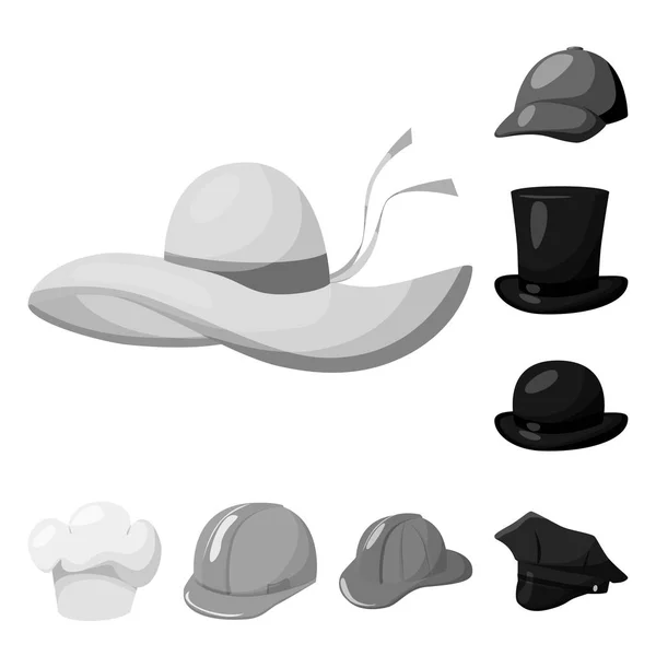 Ilustração vetorial de chapéu e logotipo do capacete. Coleção de chapéu e profissão vetor ícone para estoque . — Vetor de Stock