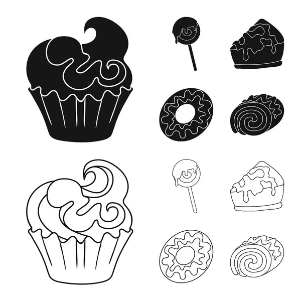 Vectorillustratie van zoetwaren en culinaire pictogram. Collectie van zoetwaren en product aandelensymbool voor web. — Stockvector