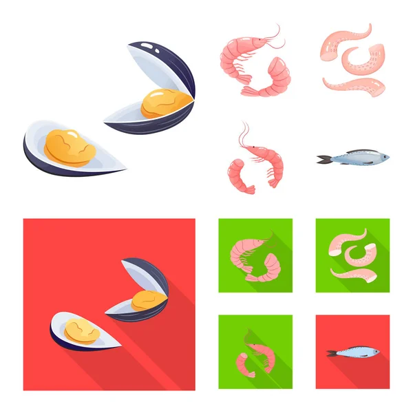 Ilustração vetorial do símbolo fresco e restaurante. Coleção de símbolo de estoque fresco e marinho de web . —  Vetores de Stock