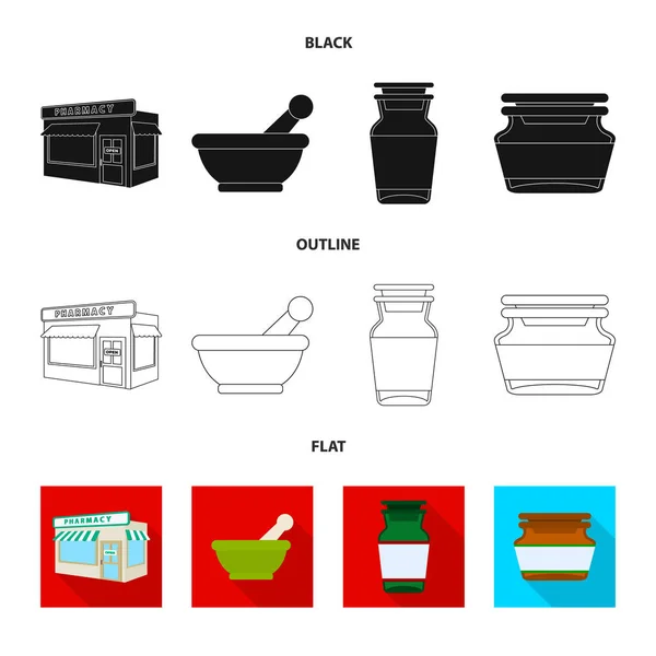 Geïsoleerde object van retail- en gezondheidszorg logo. Set van retail- en Wellness-vector pictogram voor voorraad. — Stockvector