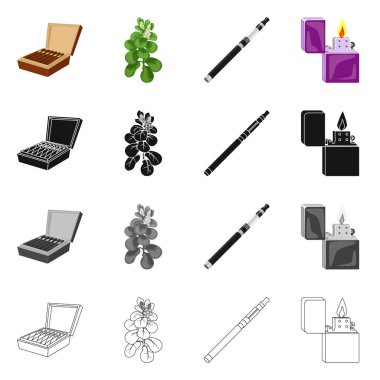 Çöp ve dur işareti vektör Illustration. Web için çöp ve alışkanlık hisse senedi simgesi kümesi.