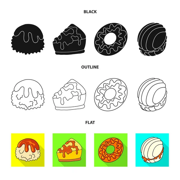 Isoliertes Objekt von Süßwaren und kulinarischem Symbol. Sets von Süßwaren und Warenbestand Symbol für Web. — Stockvektor