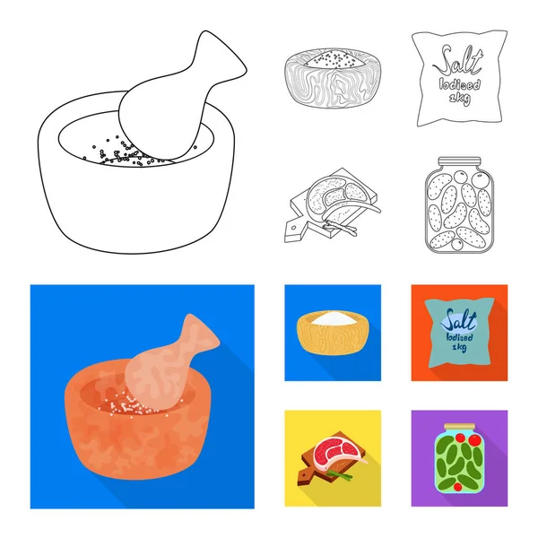 Objet isolé de cuisine et signe de mer. Ensemble d'icônes vectorielles de cuisson et de cuisson pour bouillon . — Image vectorielle