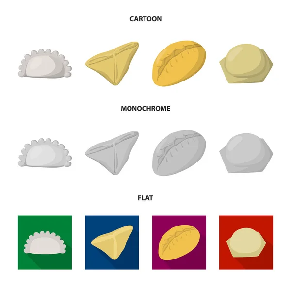 Objeto aislado de productos y logotipo de cocina. Conjunto de productos y aperitivo símbolo de stock para web . — Archivo Imágenes Vectoriales