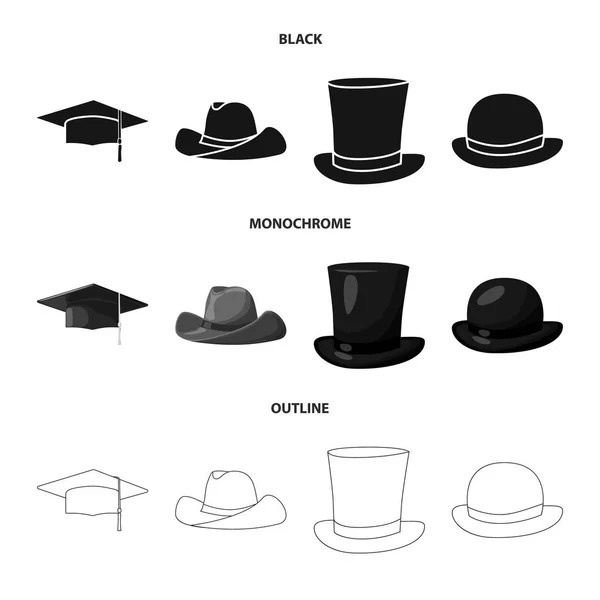 Diseño vectorial de la ropa y el signo de gorra. Conjunto de ropa y boina símbolo de stock para web . — Archivo Imágenes Vectoriales