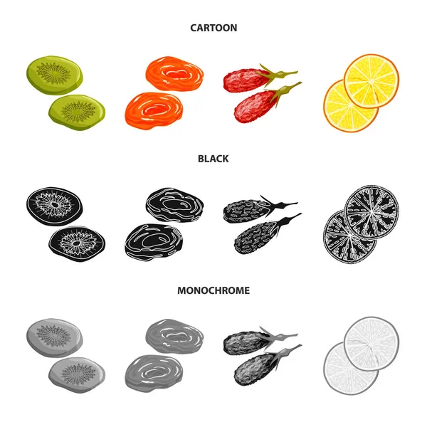 Vector ontwerp van voedsel en ruwe symbool. Set van voedsel en natuur vector pictogram voor voorraad. — Stockvector