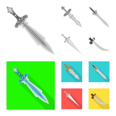 Oyun ve zırh logo vektör tasarımı. Oyun kümesi ve hisse senedi için bıçak vektör simgesi.