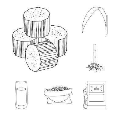 Şeker ve alan işareti yalıtılmış nesne. Şeker ve plantasyon hisse senedi vektör çizim topluluğu.