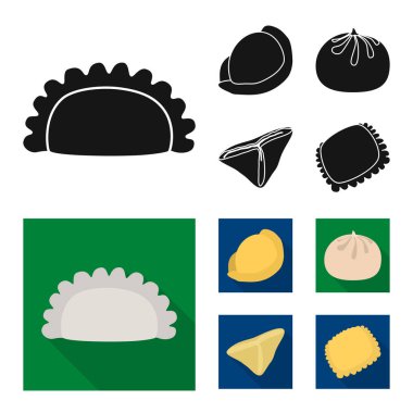 Ürünler ve pişirme simge vektör tasarımı. Ürünler ve hisse senedi için meze vektör simge kümesi.