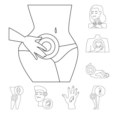 Kemik ve iltihap simge vektör Illustration. Kemik ayarla ve stok için vektör simge yara.