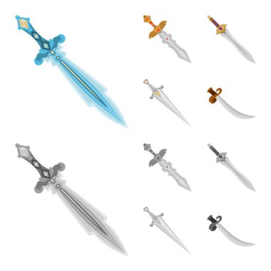 Oyun ve zırh simge vektör Illustration. Oyun kümesi ve hisse senedi için bıçak vektör simgesi.