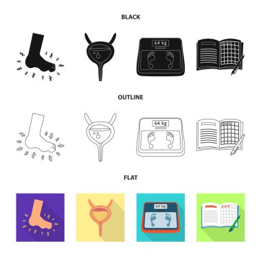 Diyet ve tedavi logo vektör Illustration. Web için diyet ve ilaç hisse senedi simgesi kümesi.