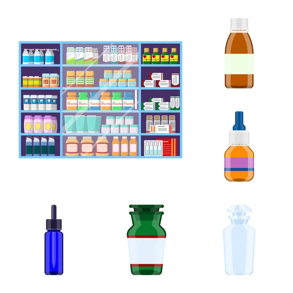 Illustrazione vettoriale della farmacia e del segno farmaceutico. Set di farmacia e stock di salute simbolo per il web . — Vettoriale Stock