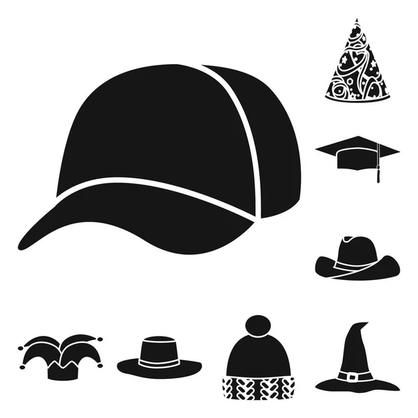 Illustration vectorielle du bonnet et du logo du béret. Collection d'icône vectorielle bonnet et couche pour stock . — Image vectorielle