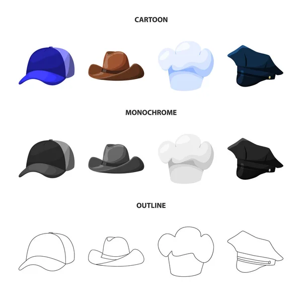 Векторный дизайн одежды и символа кепки. Коллекция векторной иллюстрации одежды и беретов . — стоковый вектор